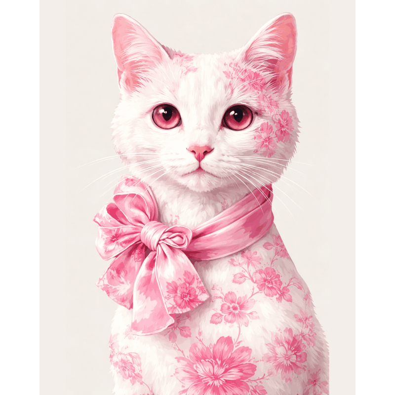 Malen nach Zahlen - Delfter Rosa Katze