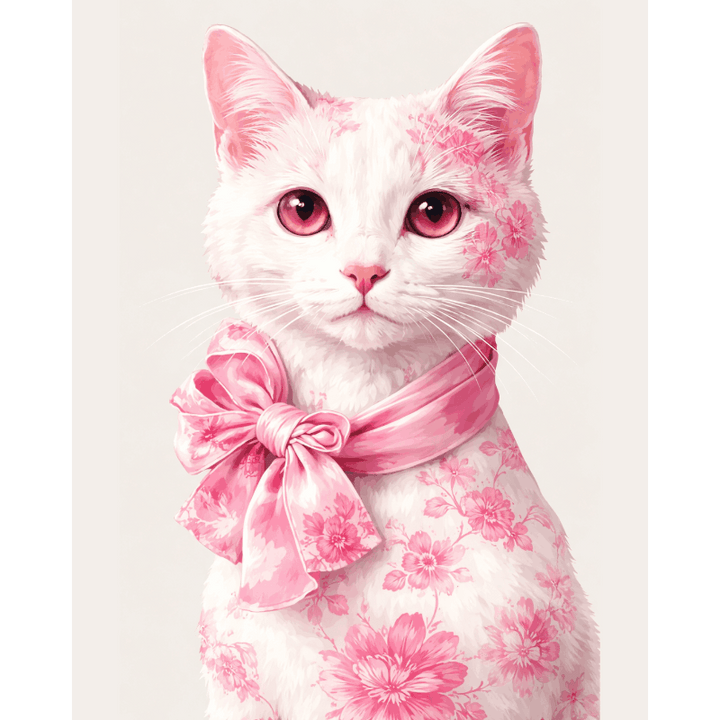 Malen nach Zahlen - Delfter Rosa Katze