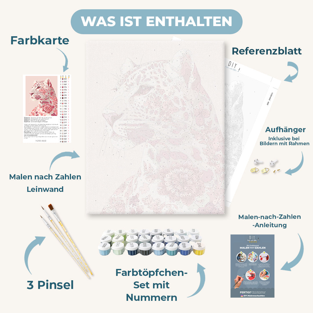 Malen nach Zahlen - Delfter Rosa Leopard