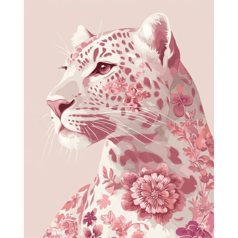 Malen nach Zahlen - Delfter Rosa Leopard