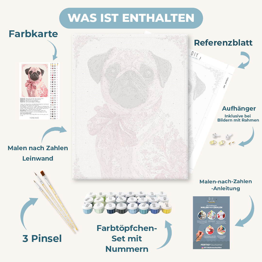 Malen nach Zahlen - Delfter Rosa Mops