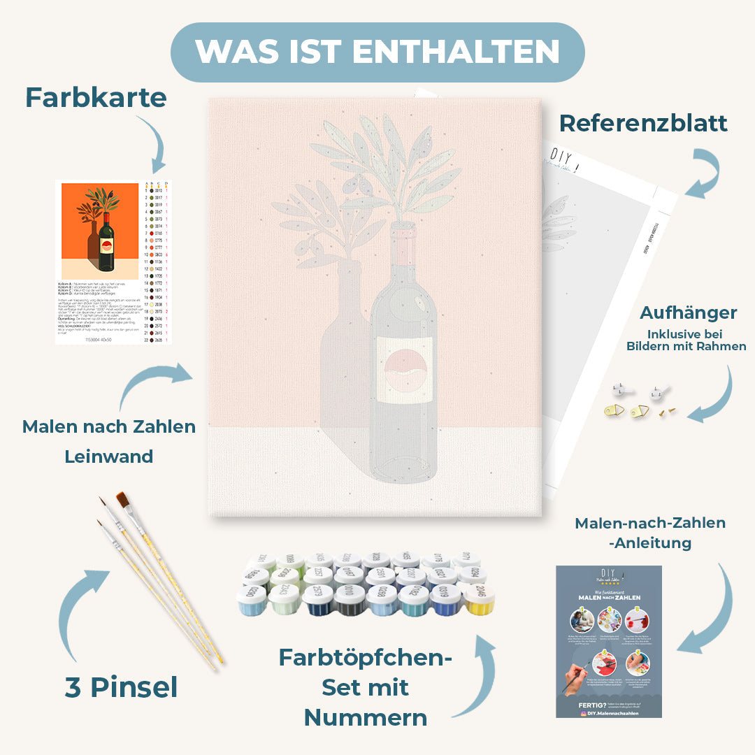 Malen nach Zahlen - Oliven & Glas