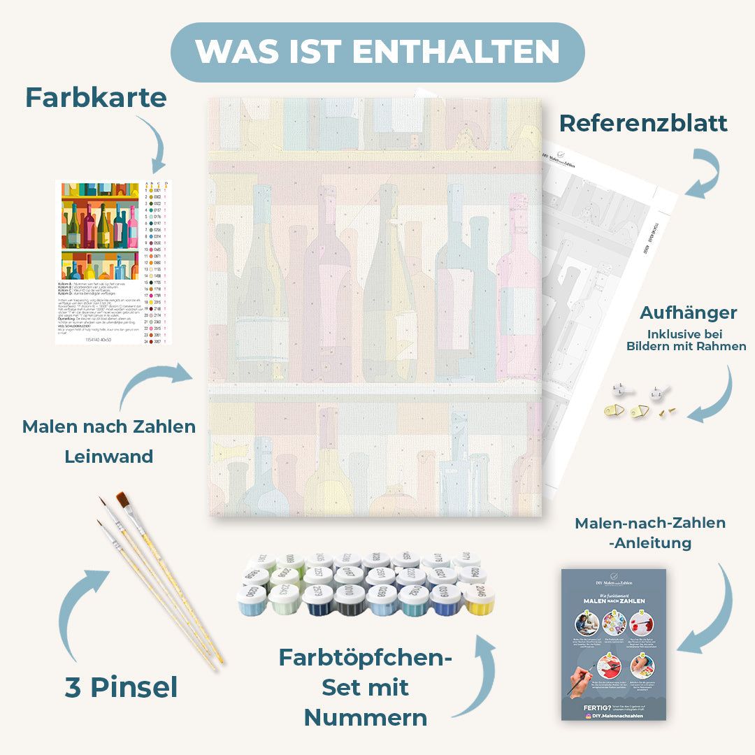 Malen nach Zahlen - Palette in der Flasche