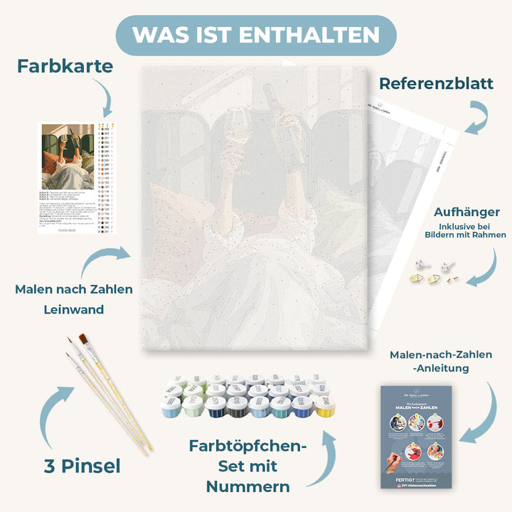Malen nach Zahlen - Wein im Bett