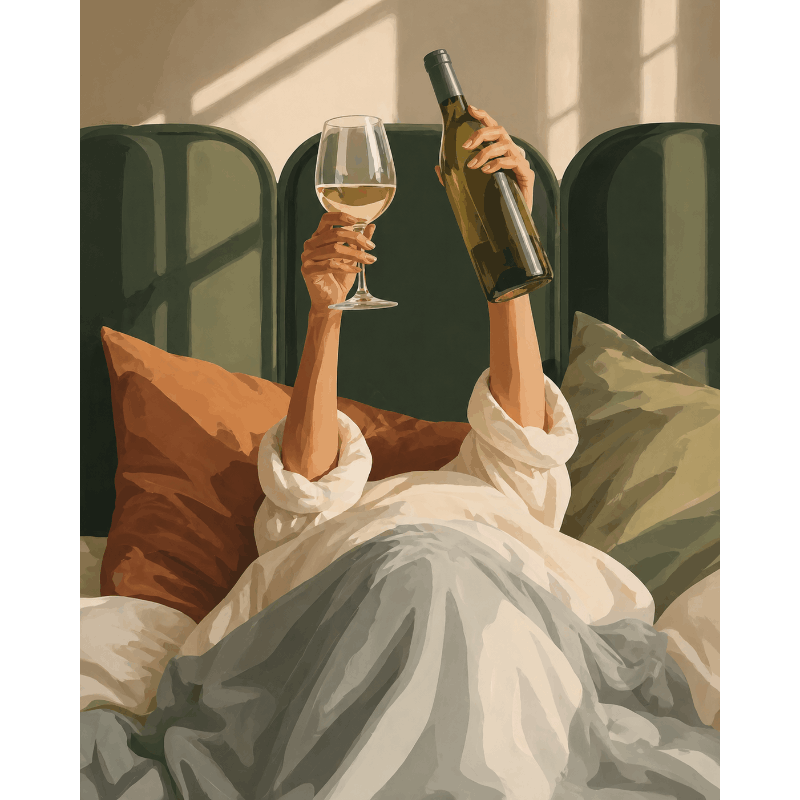 Malen nach Zahlen - Wein im Bett