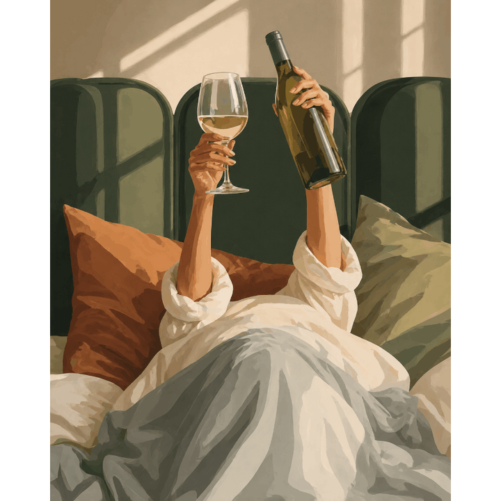 Malen nach Zahlen - Wein im Bett