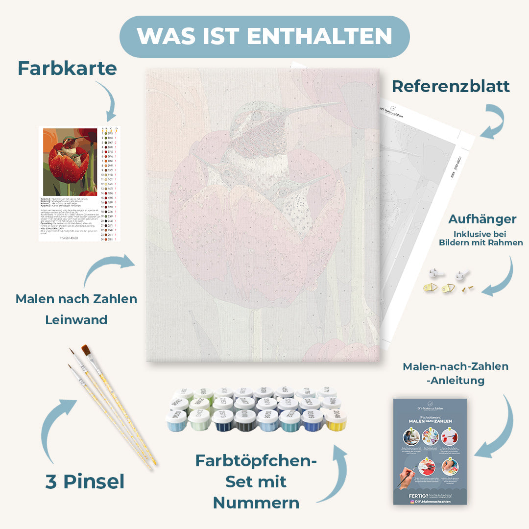 Malen nach Zahlen - Kolibri Familie