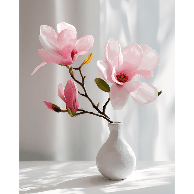 Malen nach Zahlen - Rosa Magnolien