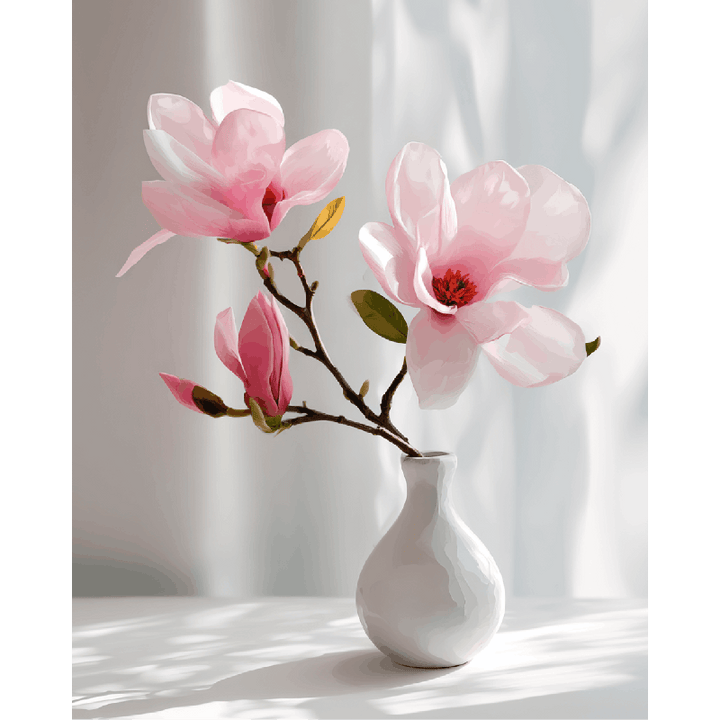 Malen nach Zahlen - Rosa Magnolien