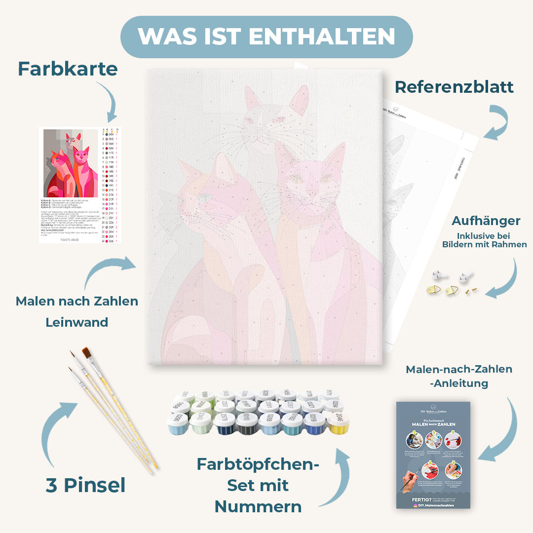 Malen nach Zahlen - Rosa Katzen