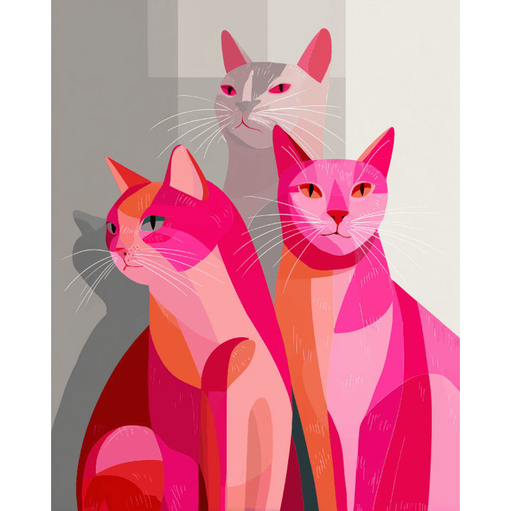 Malen nach Zahlen - Rosa Katzen