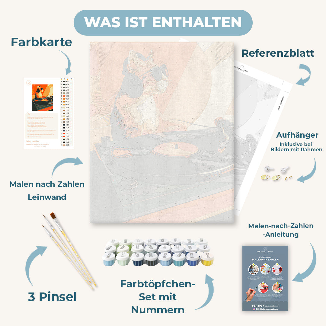 Malen nach Zahlen - Die Katze ist DJane