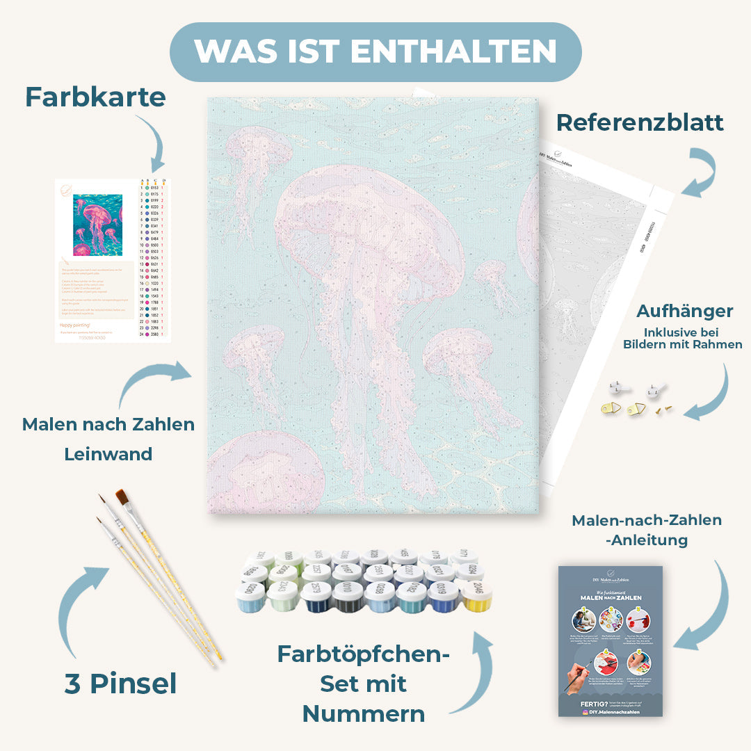 Malen nach Zahlen - Rosa Quallen