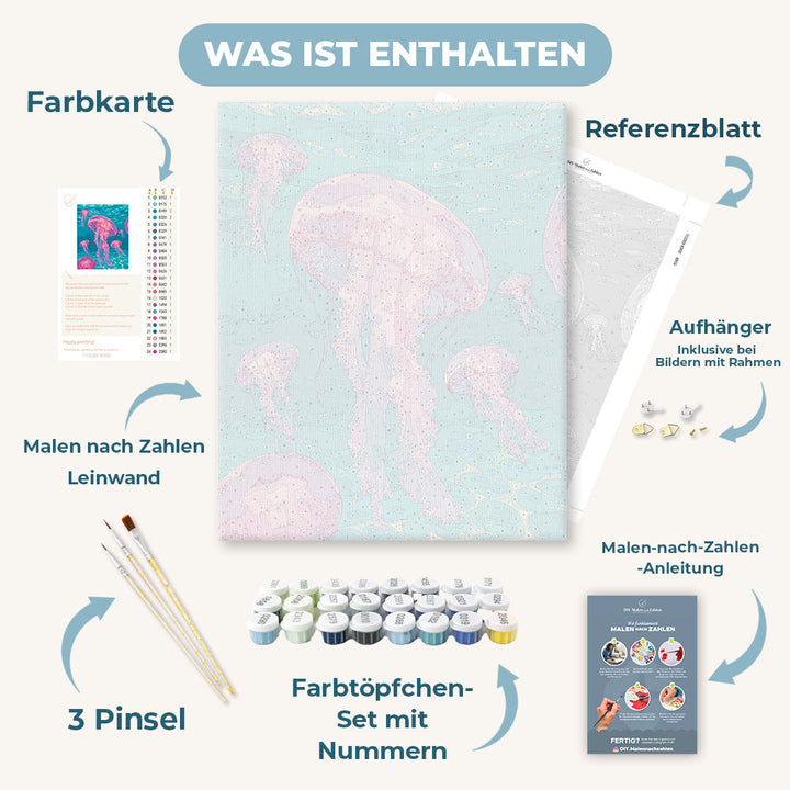 Malen nach Zahlen - Rosa Quallen