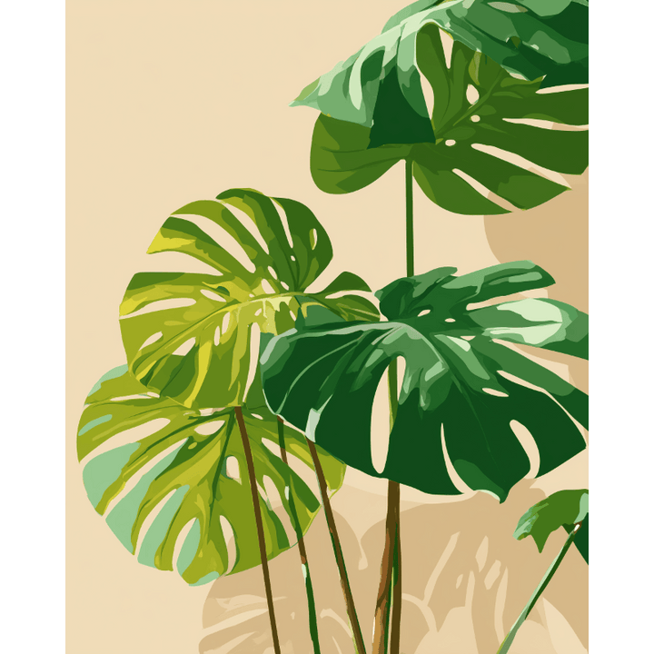 Malen nach Zahlen - Sonnenbeschienene Monstera