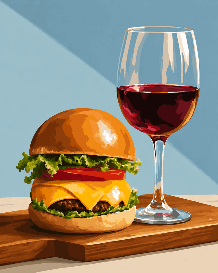 Malen nach Zahlen - Burger und Wein