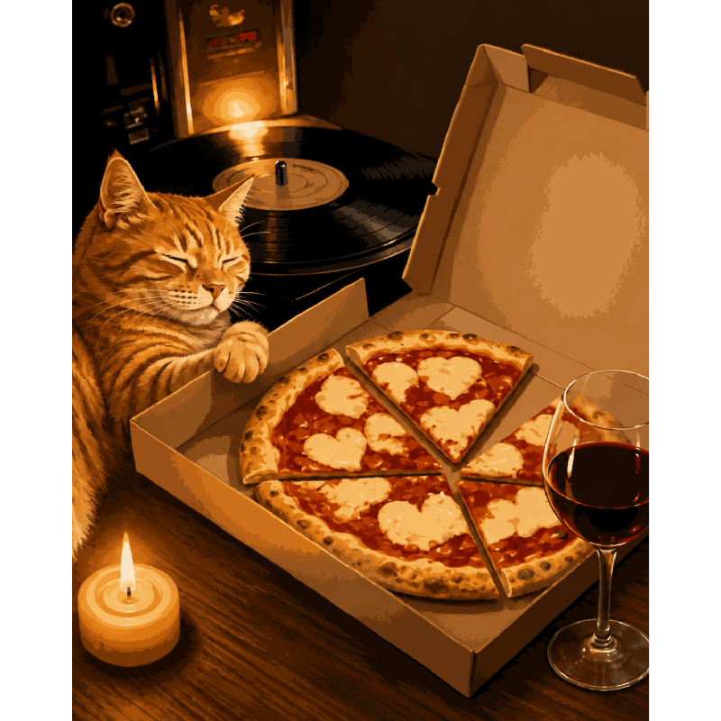 Malen nach Zahlen - Pizza-Katze