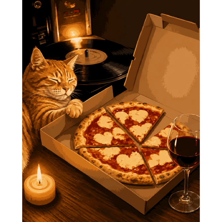 Malen nach Zahlen - Pizza-Katze
