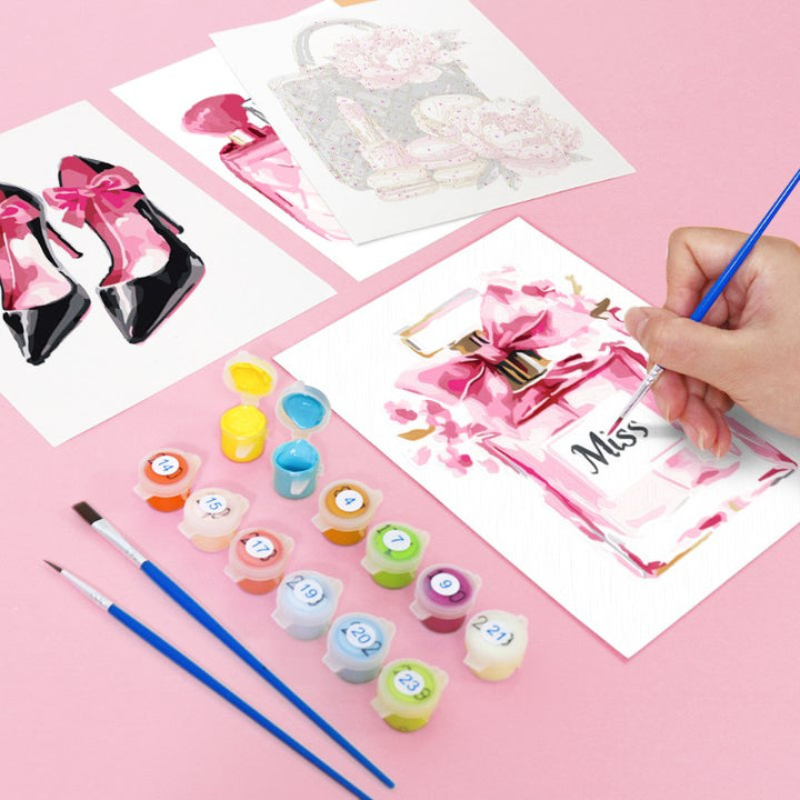 Malen nach Zahlen – 6 Mini-Gemälde | Pink glamour Set