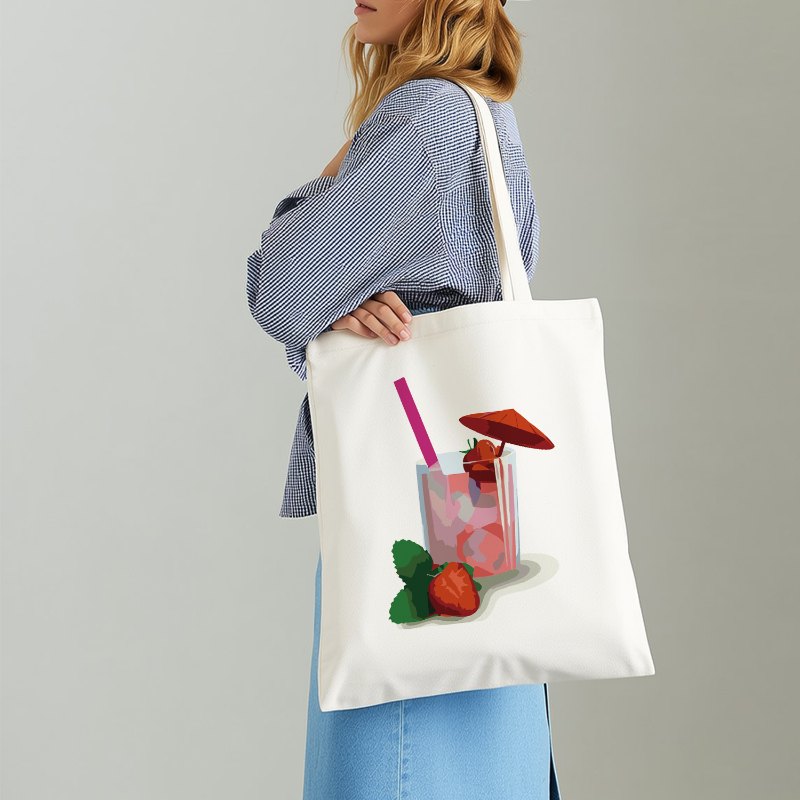 Malen nach Zahlen Totebag – Strawberry Daiquiri Cocktail