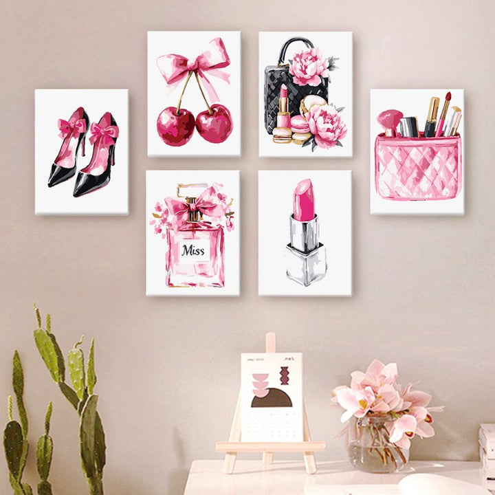 Malen nach Zahlen – 6 Mini-Gemälde | Pink glamour Set