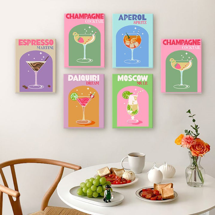 Malen nach Zahlen – 6 Mini-Gemälde | Sip & Paint Cocktail-Set
