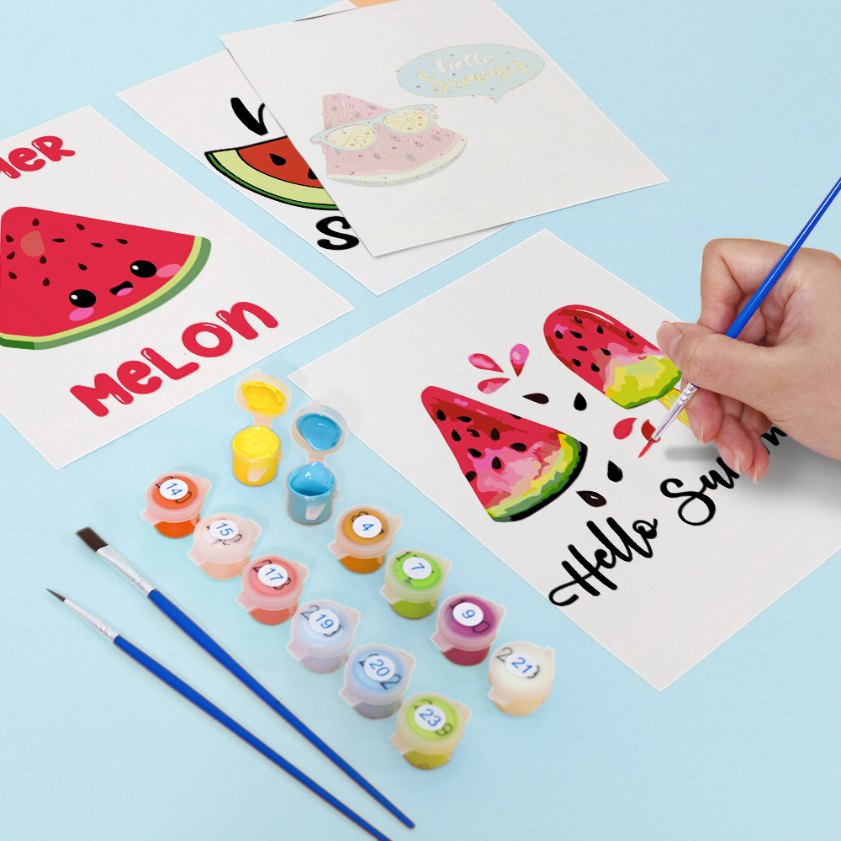 Malen nach Zahlen – 6 Mini-Gemälde | Summer Melon Set