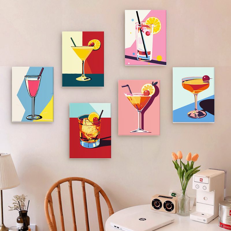 Malen nach Zahlen - 6 Mini-Gemälde | Classy Cocktail-Set
