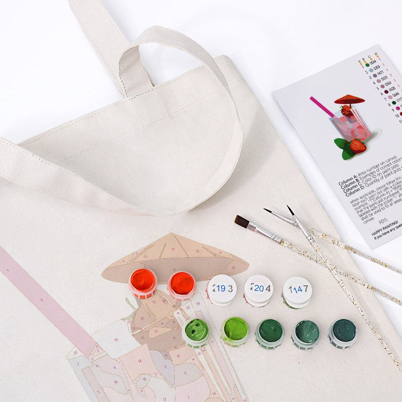 Malen nach Zahlen Totebag – Strawberry Daiquiri Cocktail