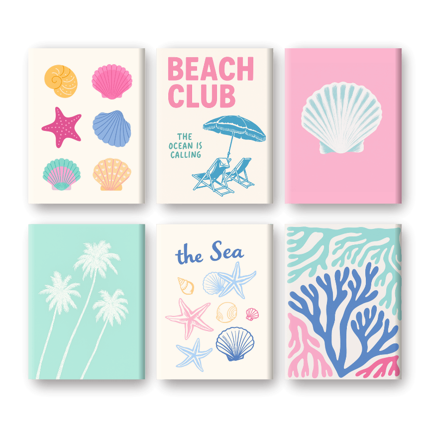 Malen nach Zahlen – 6 Mini-Gemälde | Beach Club-Set