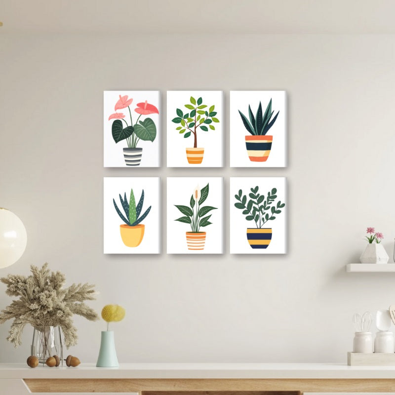 Malen nach Zahlen – 6 Mini-Gemälde | Botanisches Pflanzen-Set