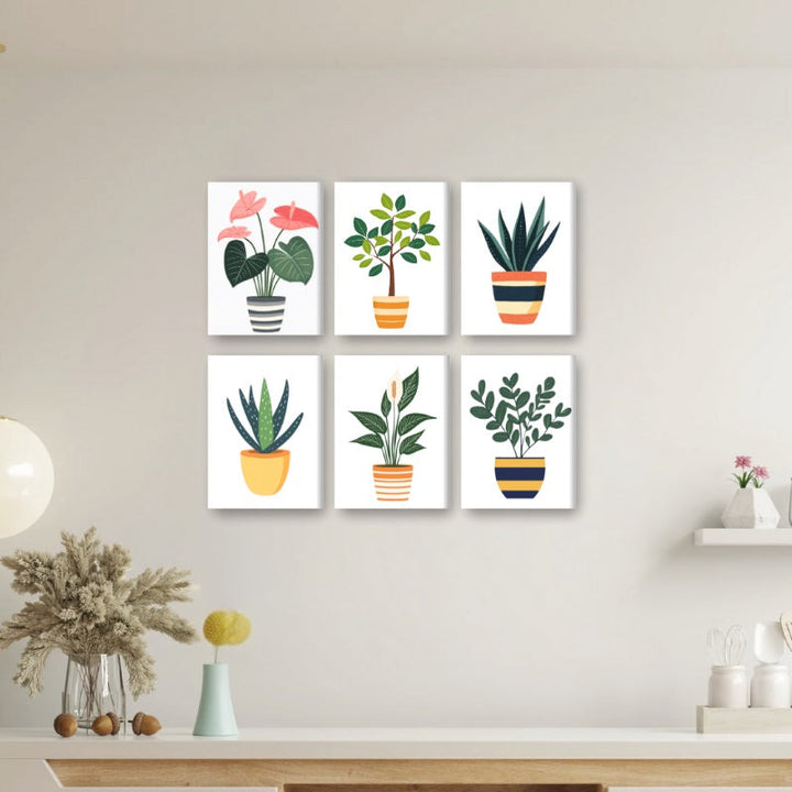 Malen nach Zahlen – 6 Mini-Gemälde | Botanisches Pflanzen-Set