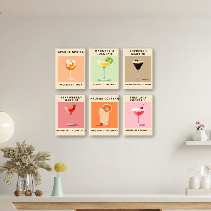 Malen nach Zahlen – 6 Mini-Gemälde | Cocktail Poster-Set