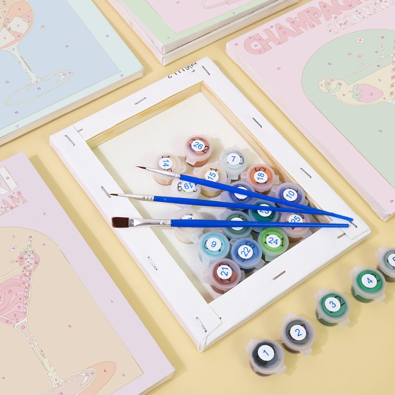 Malen nach Zahlen – 6 Mini-Gemälde | Sip & Paint Cocktail-Set