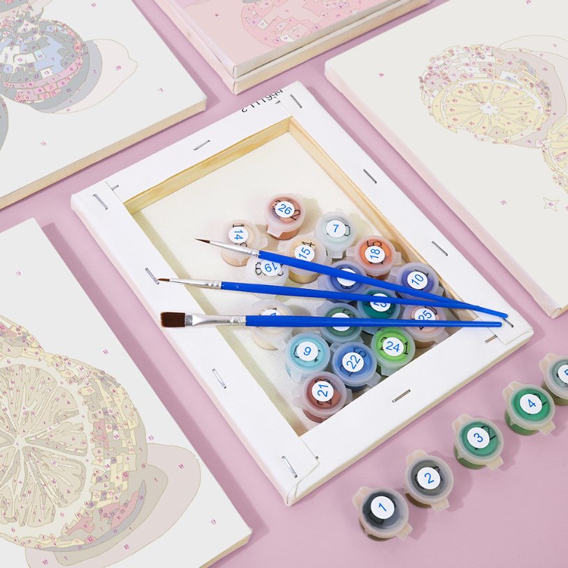 Malen nach Zahlen – 6 Mini-Gemälde | Disco Früchte-Set