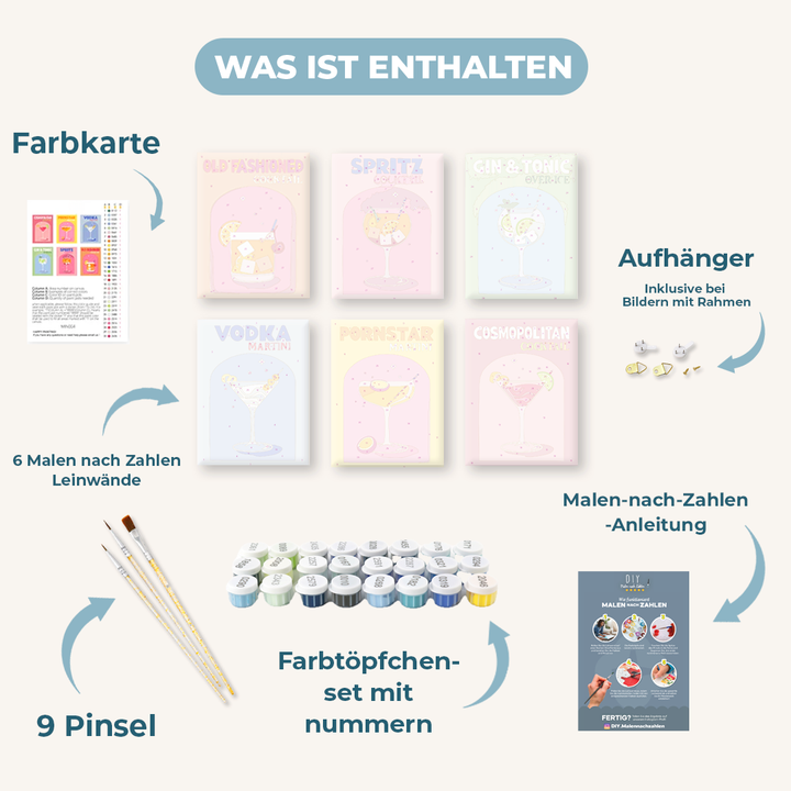 6 Mini-Gemälde | Abstrakte Harmonie Set