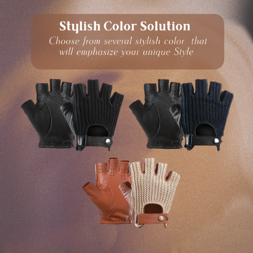 Cillian | Leather Knit Fingerless Driving Gloves