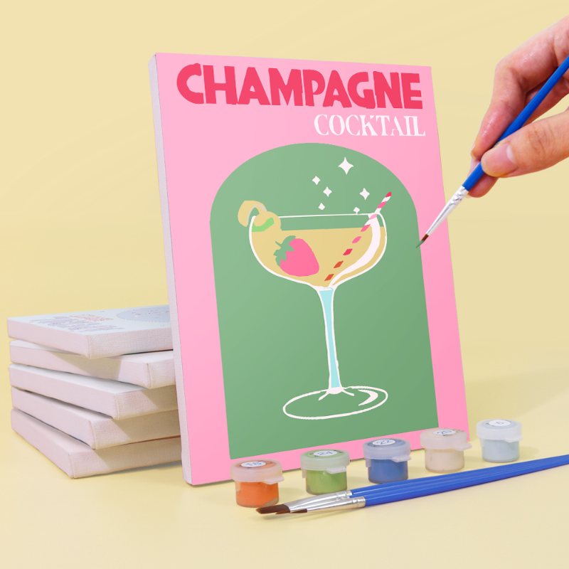 Malen nach Zahlen – 6 Mini-Gemälde | Sip & Paint Cocktail-Set