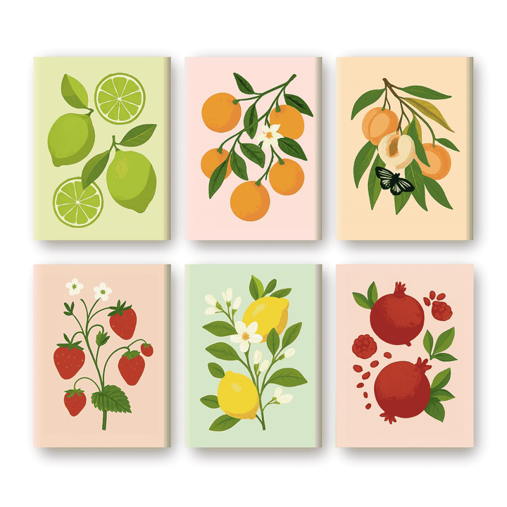 Malen nach Zahlen – 6 Mini-Gemälde | Fruchtpflanze-Set