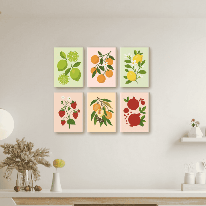 Malen nach Zahlen – 6 Mini-Gemälde | Fruchtpflanze-Set