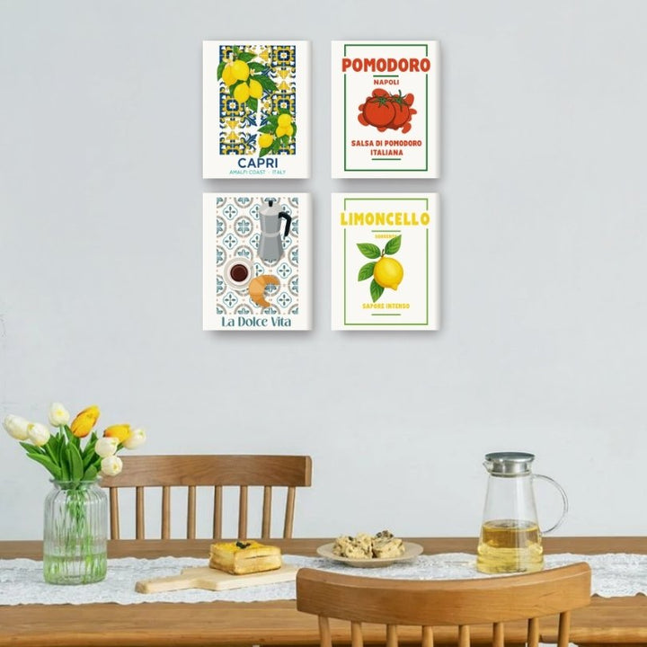 4 Mini-Gemälde | Italienischer Geschmack Set