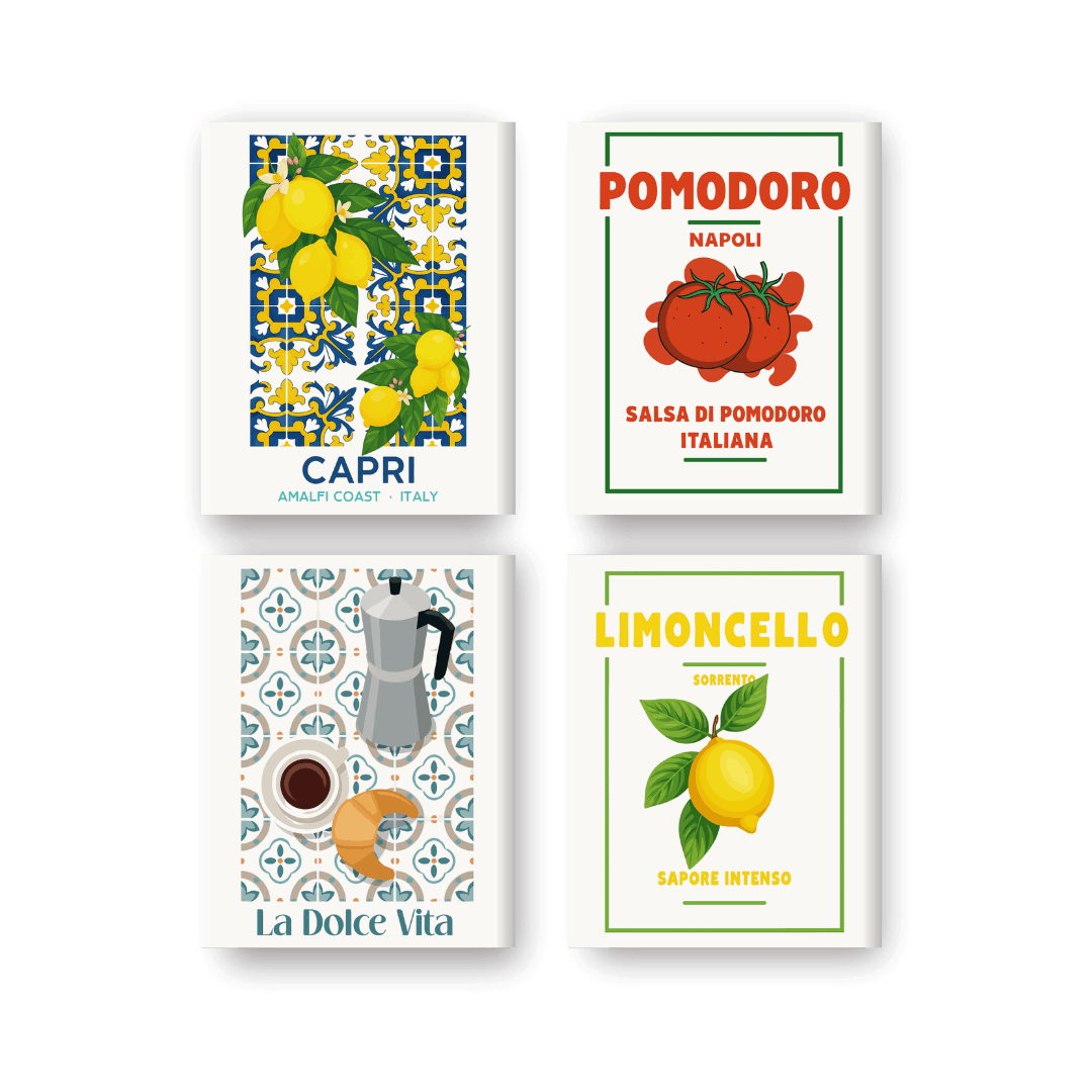 4 Mini-Gemälde | Italienischer Geschmack Set