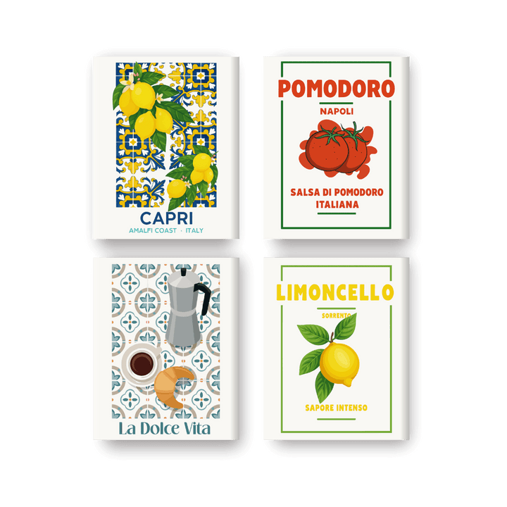 4 Mini-Gemälde | Italienischer Geschmack Set