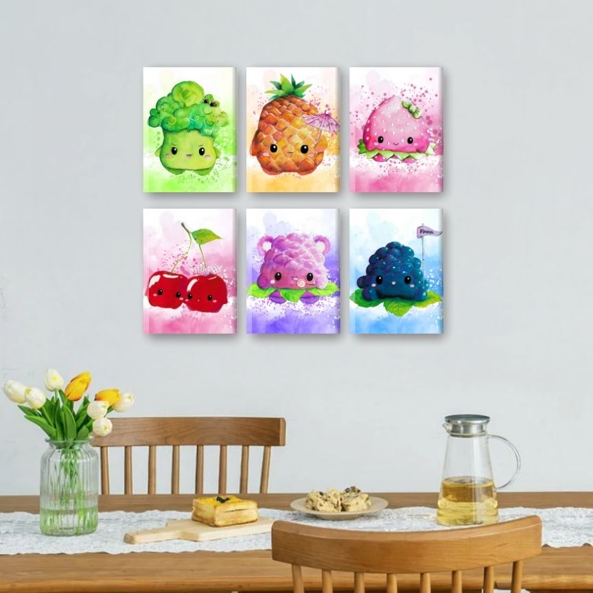 6 Mini-Gemälde | Kawaii Foods Set - by Tiny Tami