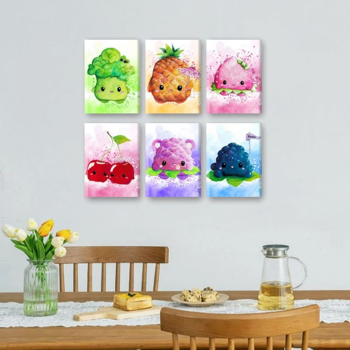 6 Mini-Gemälde | Kawaii Foods Set - by Tiny Tami