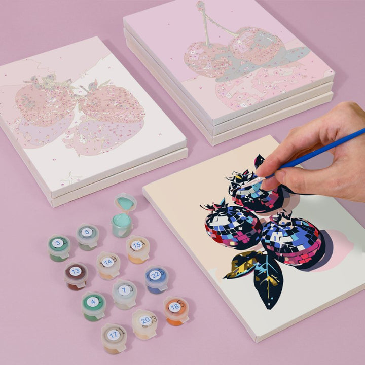 Malen nach Zahlen – 6 Mini-Gemälde | Disco Früchte-Set
