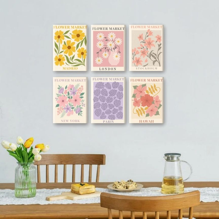 Malen nach Zahlen – 6 Mini-Gemälde | Wunderschönes Blumenmarkt-Set
