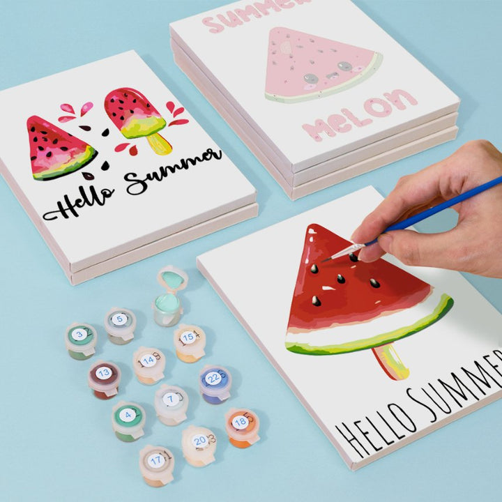 Malen nach Zahlen – 6 Mini-Gemälde | Summer Melon Set