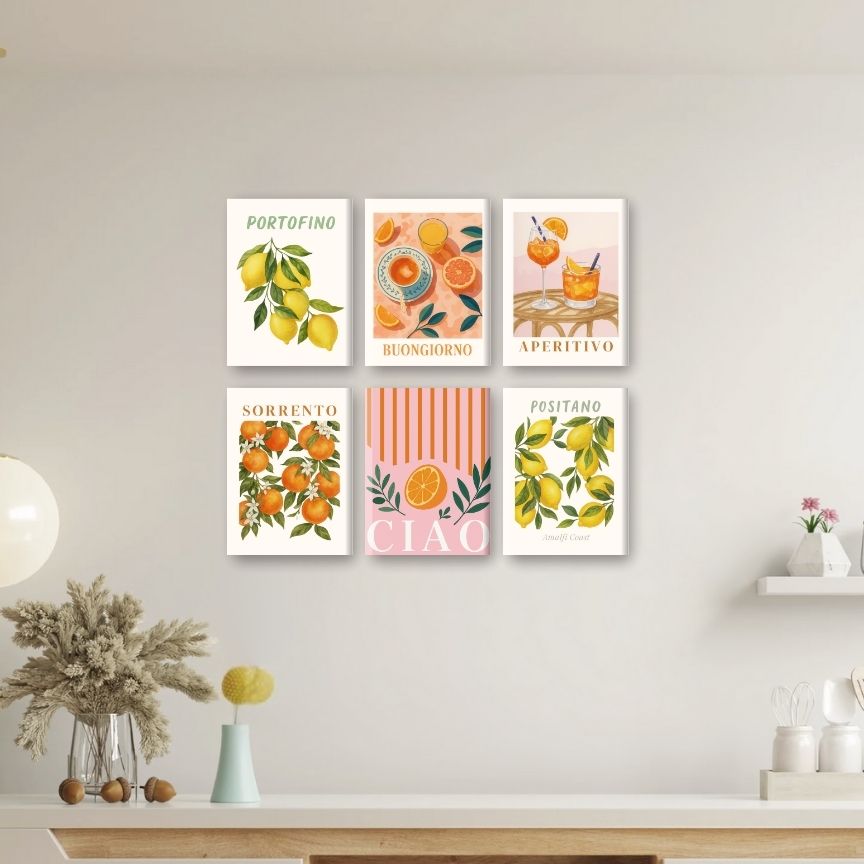 Malen nach Zahlen – 6 Mini-Gemälde | Italienisches Obst- und Getränke-Set
