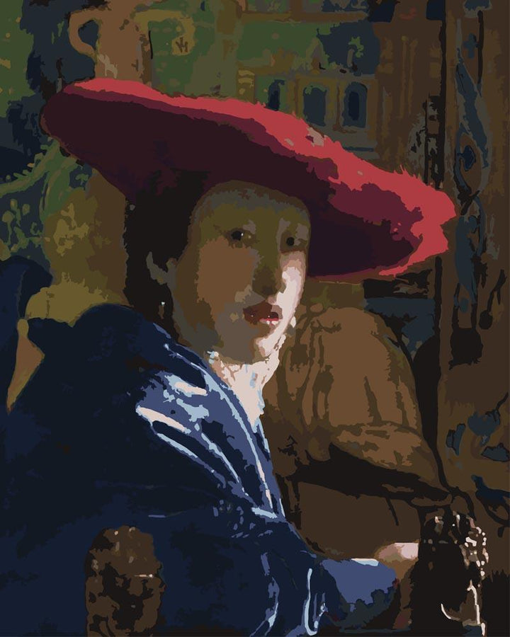 Malen nach Zahlen - Das Mädchen mit einem rotem Hut - Johannes Vermeer